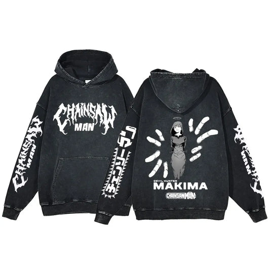 Chainsaw Man  Cotton Acid Washed Hoodies