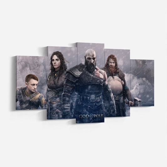 God of War Ragnarok Kratos, Thor, Freya Wall Art Canvas