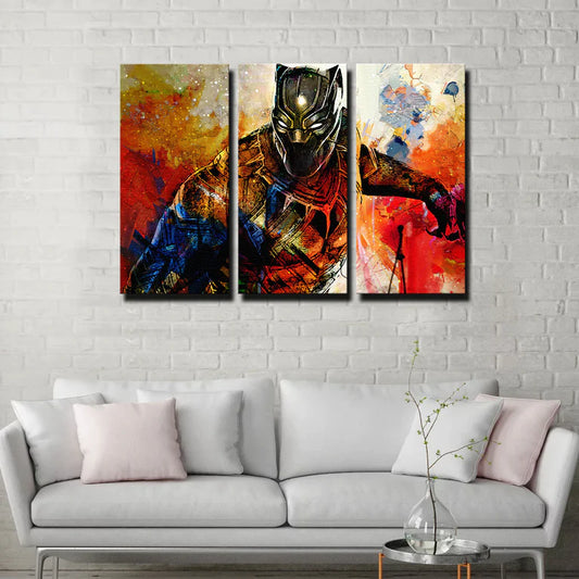 3 Pieces Black Panther Wall Art Canvas