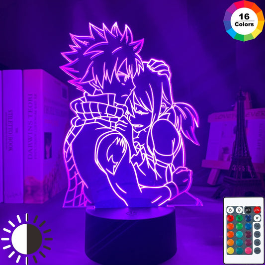 Fairy Tail Natsu Dragneel and Erza Scarlet Hug 3D Lamp