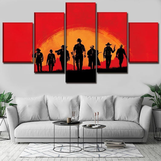 Red Dead Redemption 2 Squad In The Sunset Wall Canvas