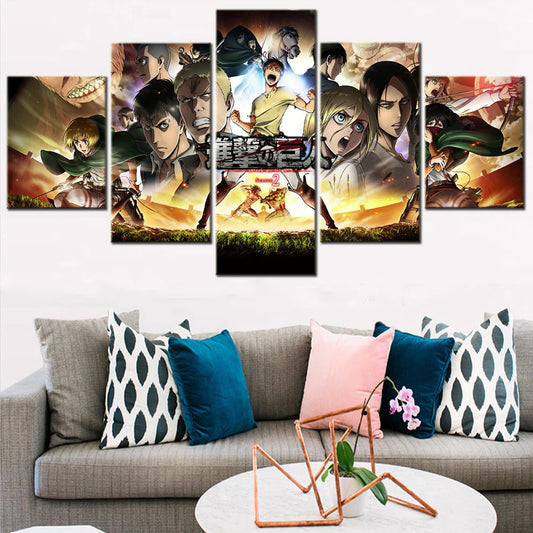 5 Pieces Anime Attack on Titan Wall Art Canvas