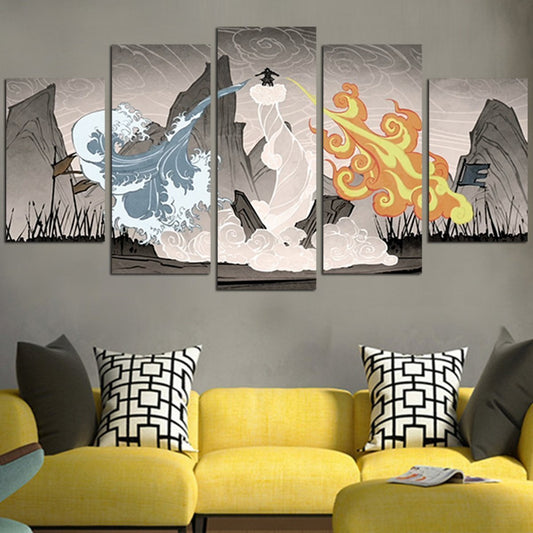 Avatar The Last Airbender Fire And Water Wall Art Canvas